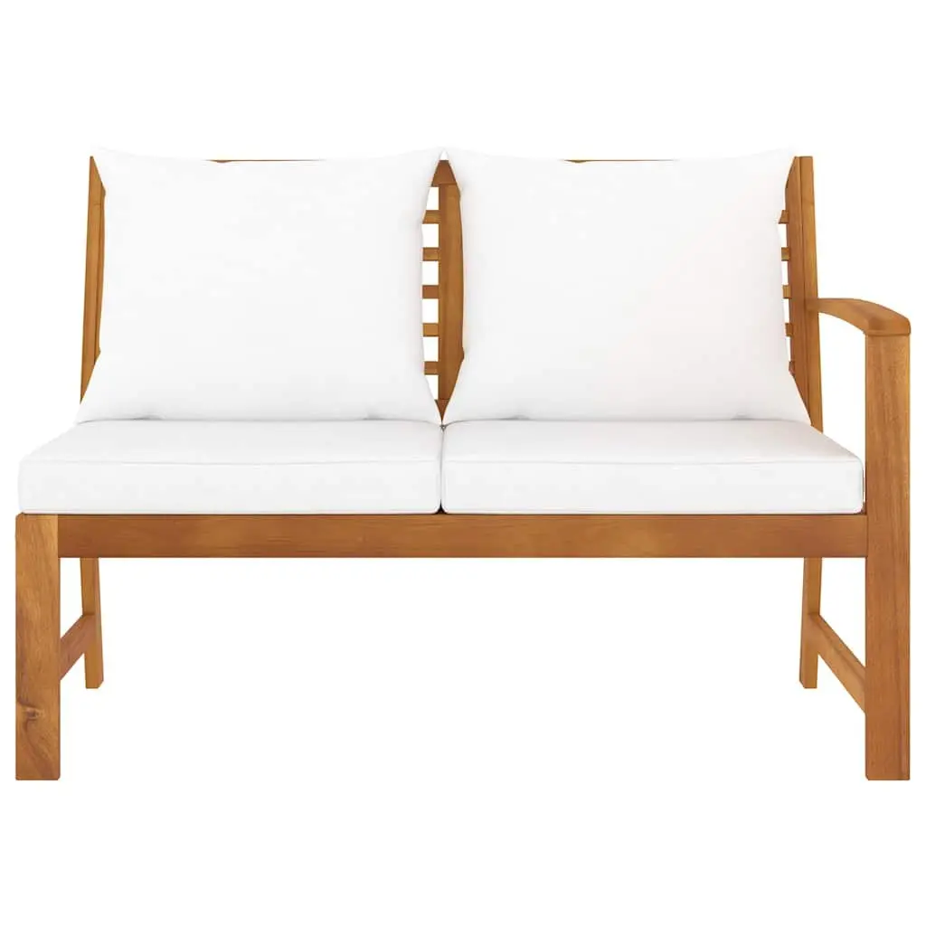 Garden Bench Brown 114.5cm Acacia Wood with Cream Cushion