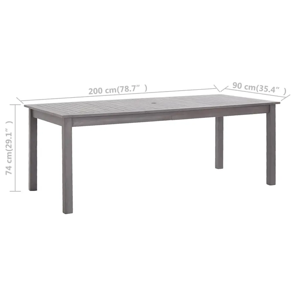 Solid Acacia Wood Garden Table Grey Wash Outdoor Dining Patio Furniture 200x90cm