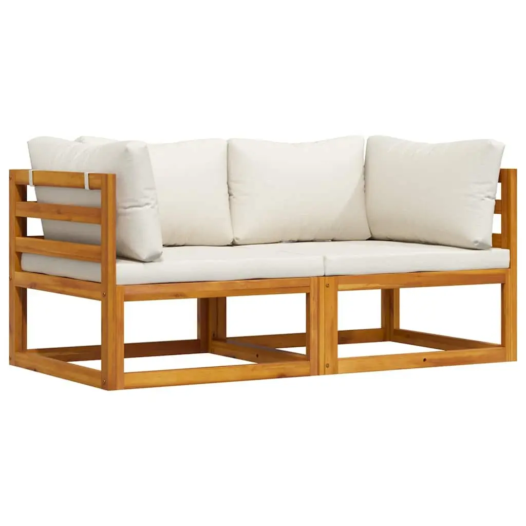 Outdoor Sectional Sofa Cream 2-Piece Corner Set Padded Cushions