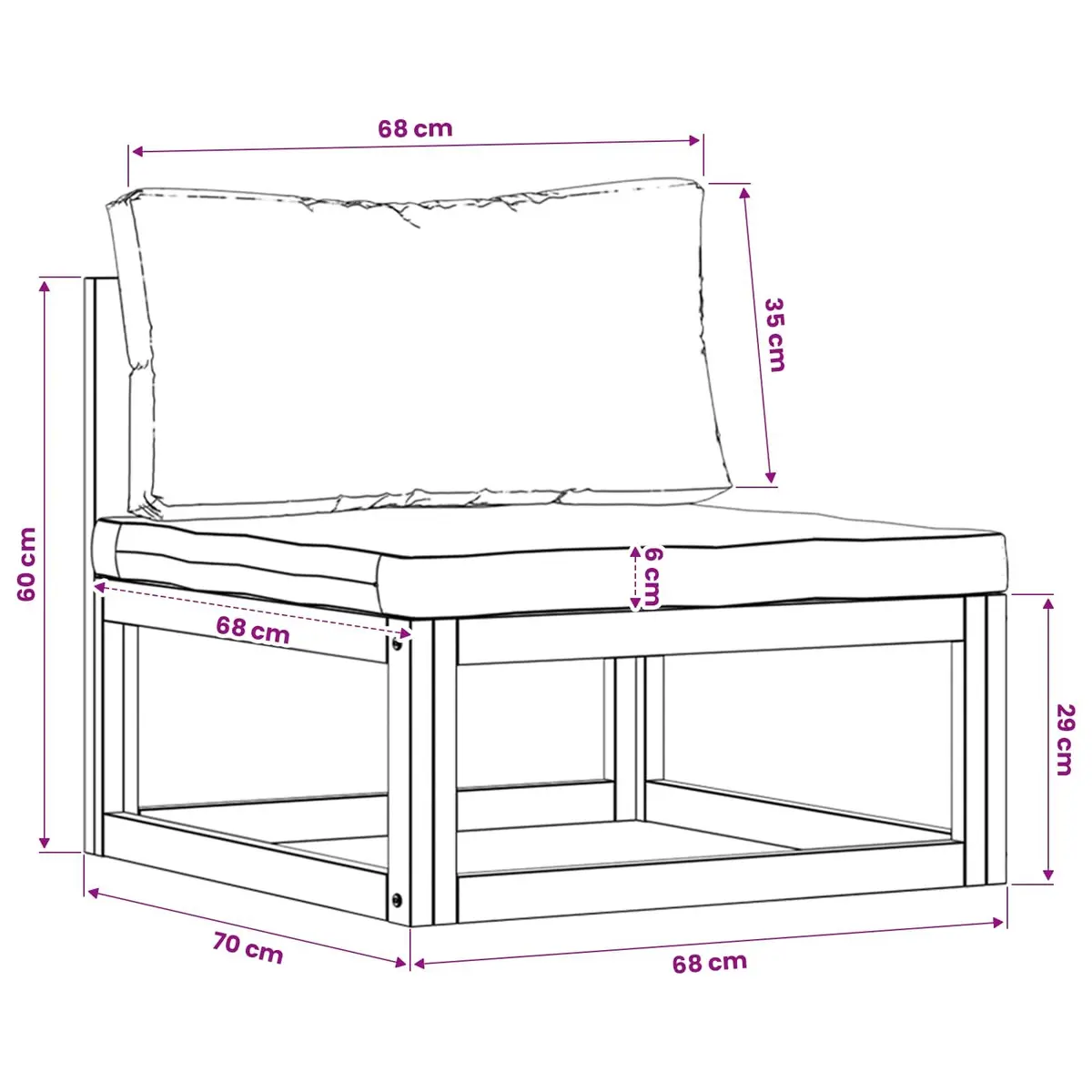 Outdoor Sectional Sofa Set White 2 Piece Solid Acacia Wood Padded Cushions