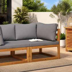Outdoor Sectional Corner Sofa Dark Grey Cushion Garden Patio Seating Unit