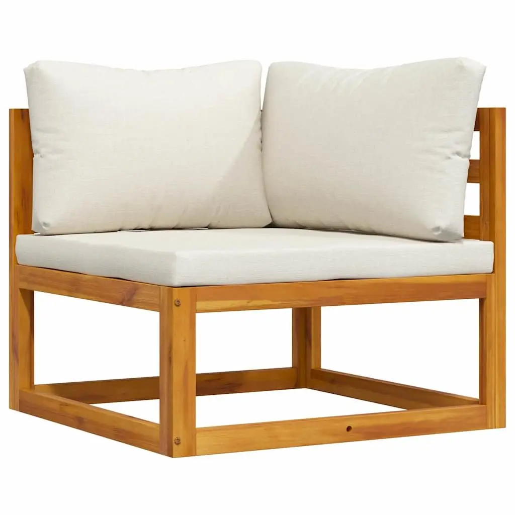 Outdoor Sectional Corner Sofa with Cushions Acacia Wood Garden Seating Modular
