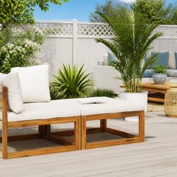 Cushioned Outdoor Footrest with Sturdy Wood Frame