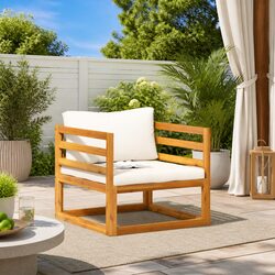 Outdoor Garden Chair Cream Cushion Patio Seating Lounge Furniture Deck Balcony