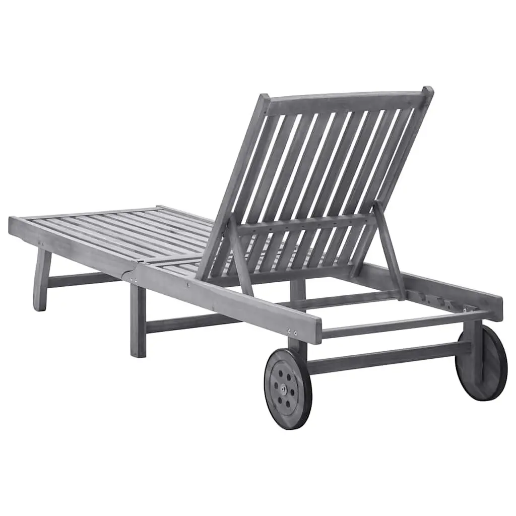 Sun Lounger Outdoor Lounge Chair Adjustable Backrest Patio Daybed with Wheels