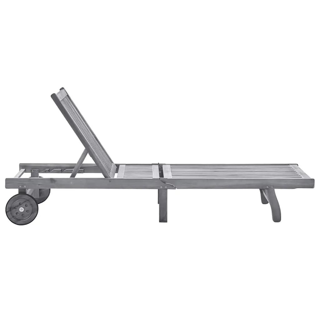 Sun Lounger Outdoor Lounge Chair Adjustable Backrest Patio Daybed with Wheels