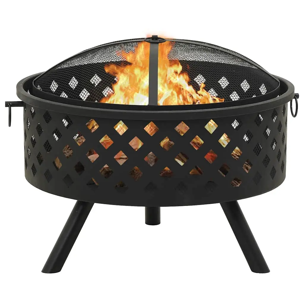 Fire Pit 68cm XXL Garden Patio Heater Outdoor Fireplace Steel Bowl Black