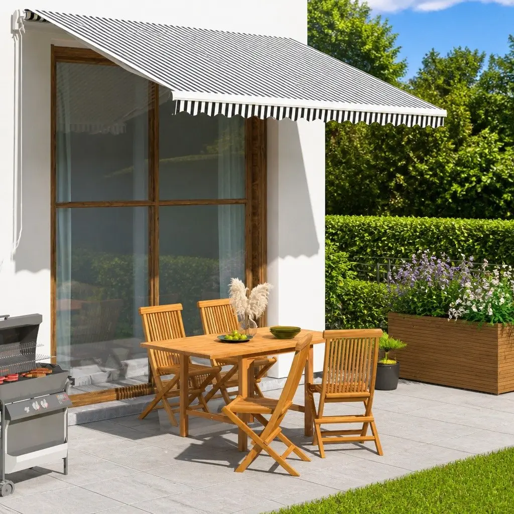 Awning Replacement Fabric Anthracite White 3.5x2.5m UV-Resistant Polyester Lightweight Garden Sunshade