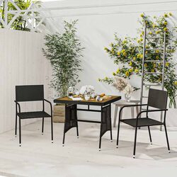 Concise 3-Piece Black Outdoor Dining Set for Your Space