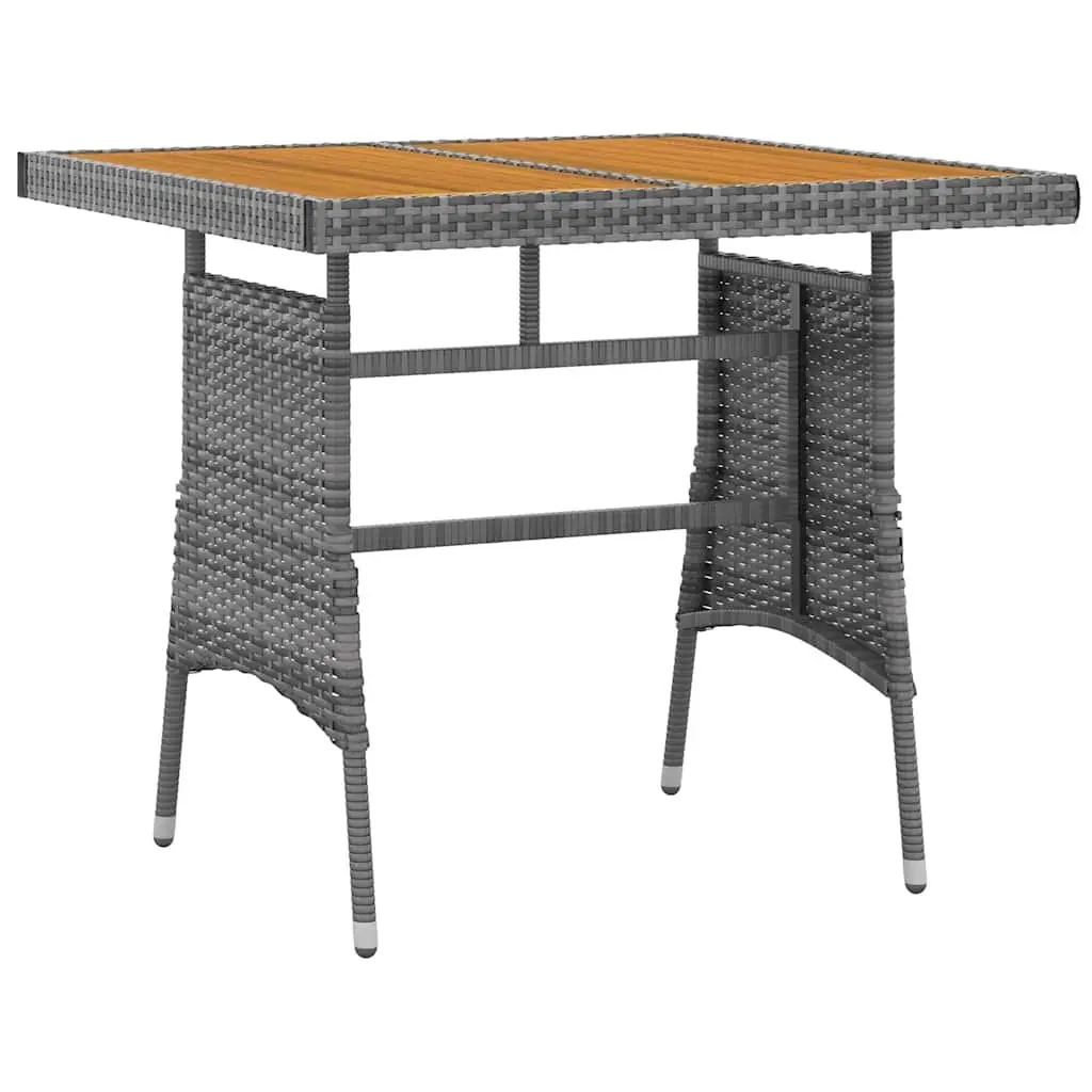 5 Piece Grey Patio Set with Steel Frame Ergonomic Chairs and Solid Acacia Wood Table for Outdoor Dining