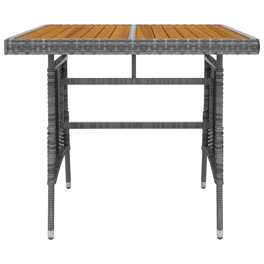 5 Piece Grey Patio Set with Steel Frame Ergonomic Chairs and Solid Acacia Wood Table for Outdoor Dining