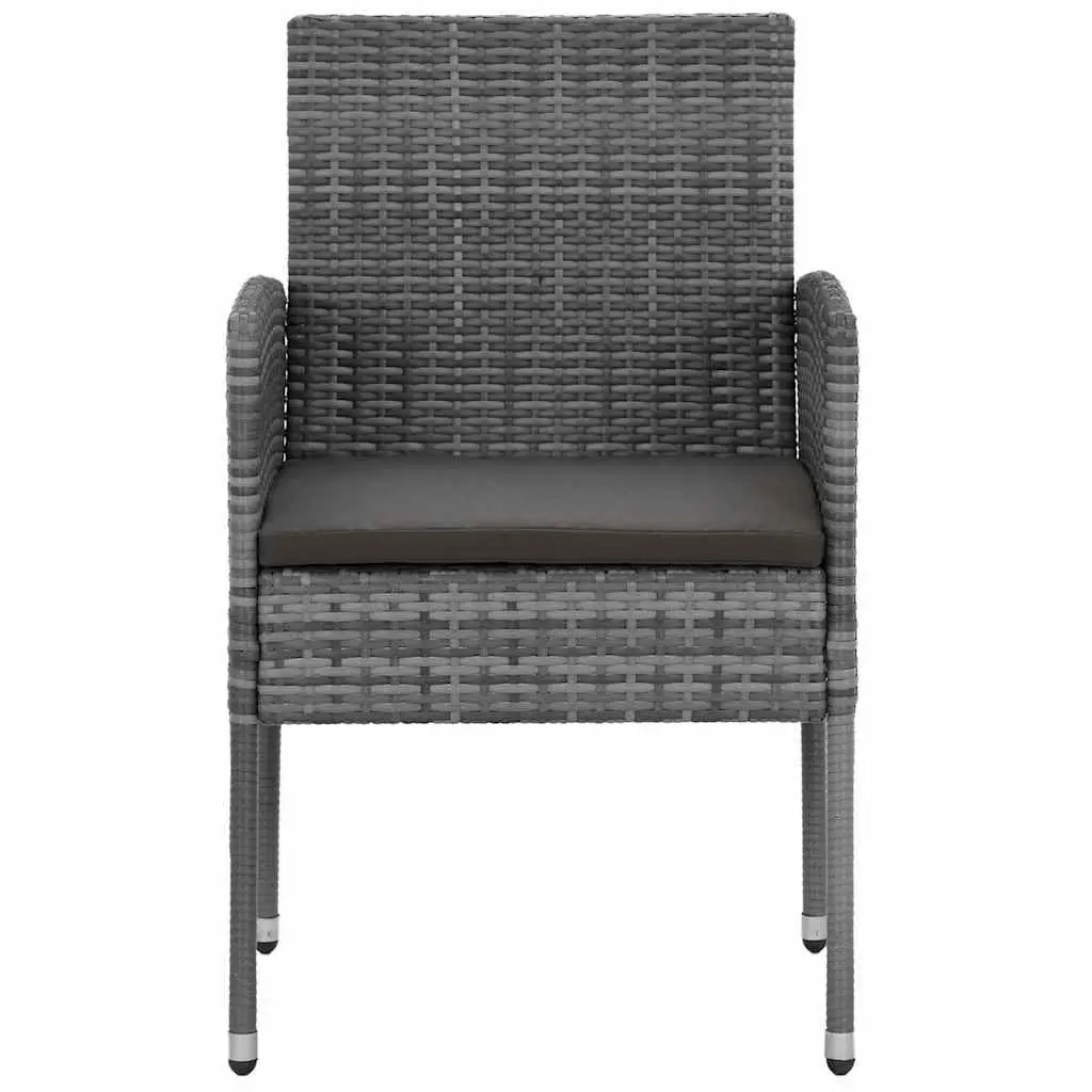 5 Piece Outdoor Dining Set Grey Waterproof PE Rattan Steel Frame Ergonomic Chairs Solid Acacia Wood Table