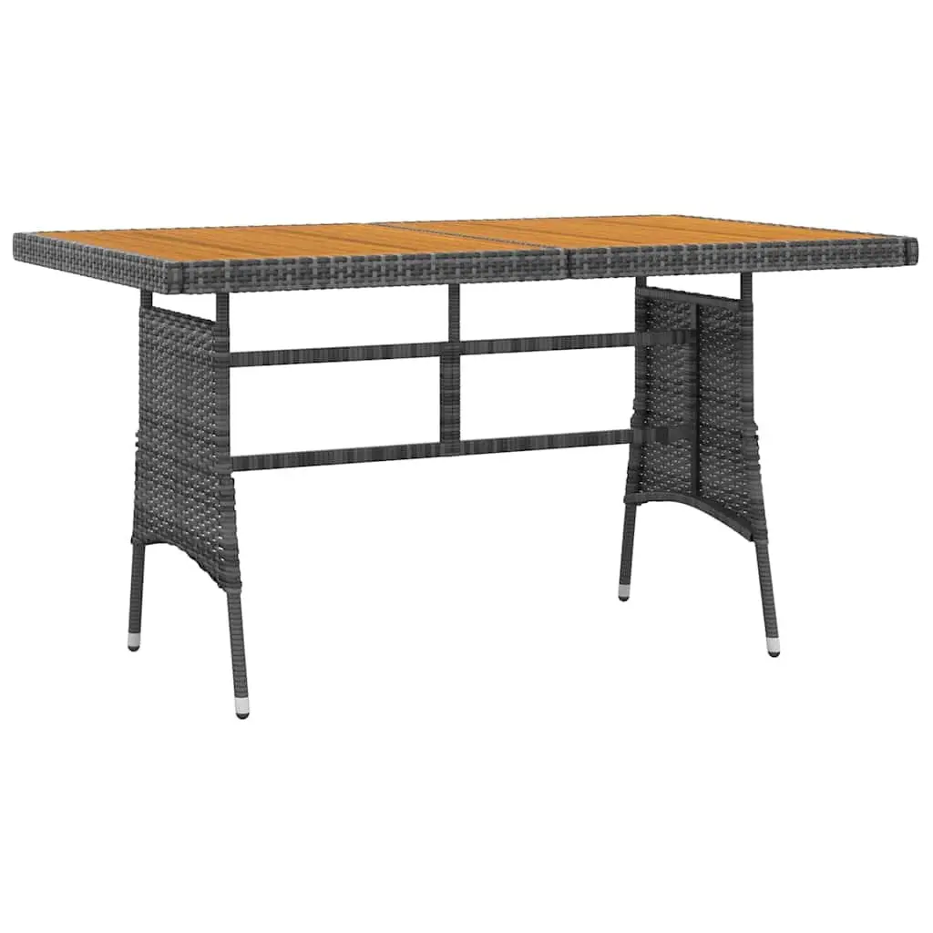 5 Piece Grey Poly Rattan Outdoor Dining Set with Steel Frame Ergonomic Chairs and Acacia Wood Table for Patio Garden
