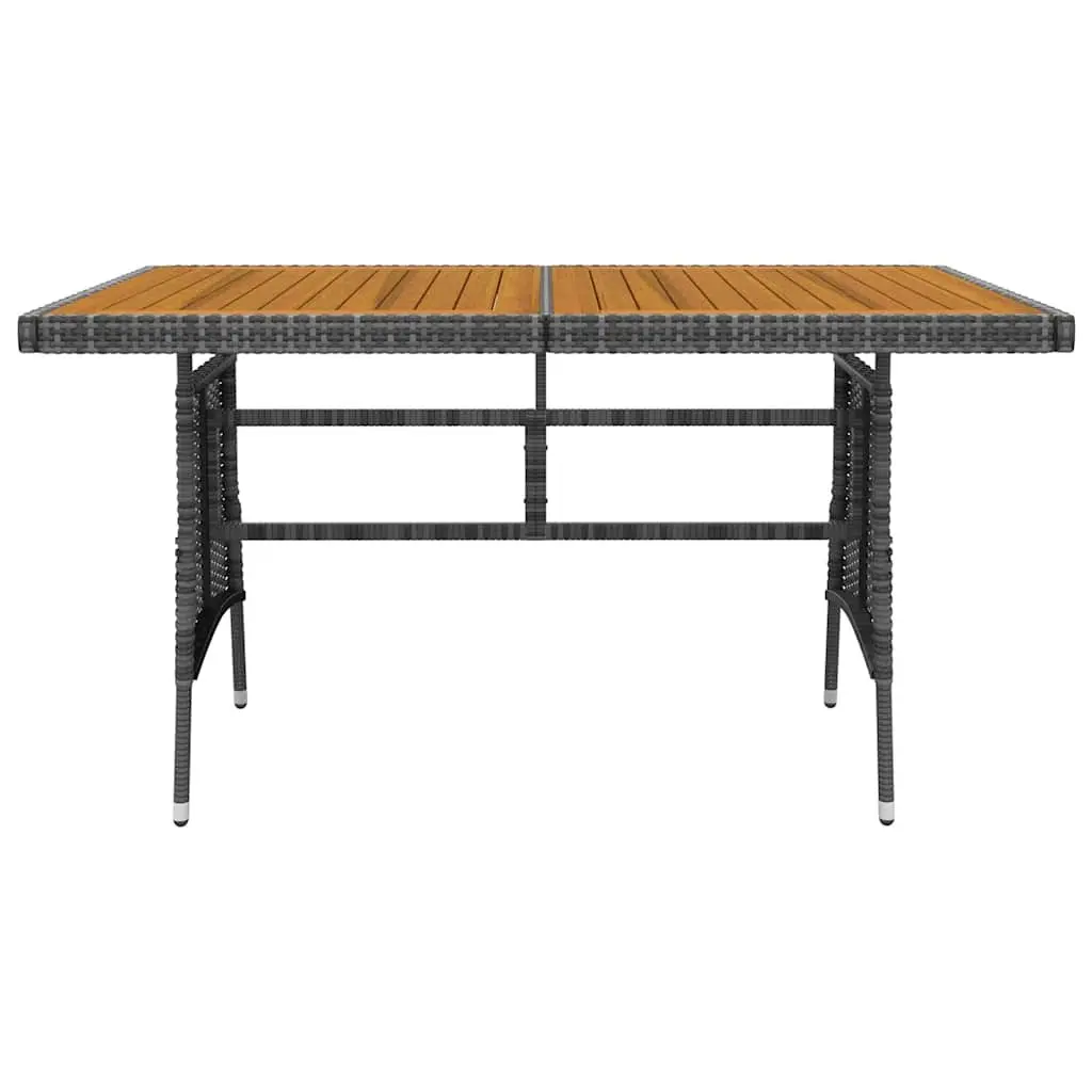 5 Piece Grey Poly Rattan Outdoor Dining Set with Steel Frame Ergonomic Chairs and Acacia Wood Table for Patio Garden