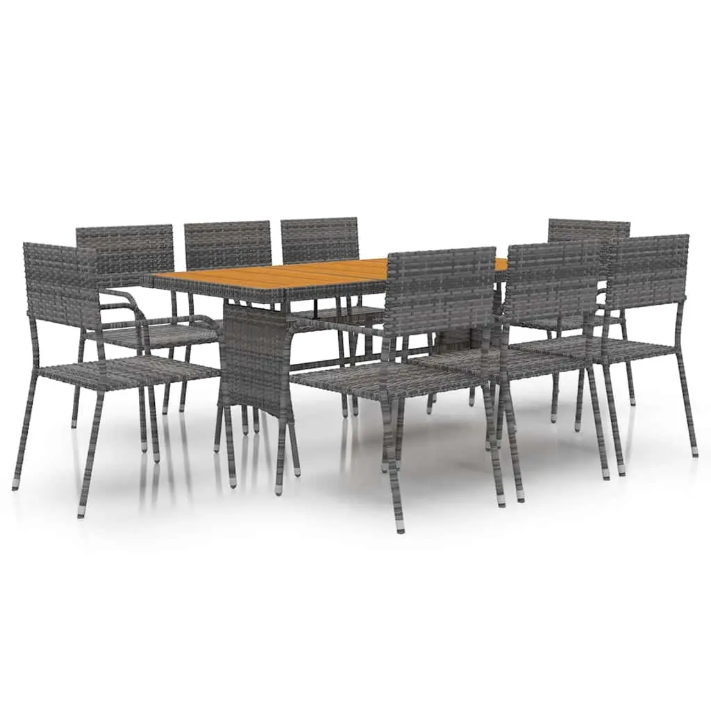 Outdoor Dining Set 9 Piece Grey Patio Garden Furniture Table Chairs
