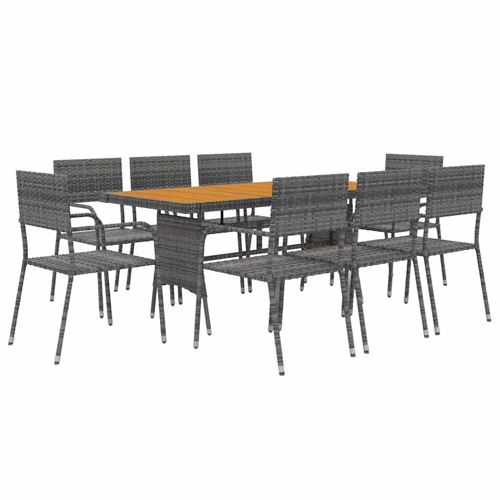 Outdoor Dining Set 9 Piece Grey Patio Garden Furniture Table Chairs