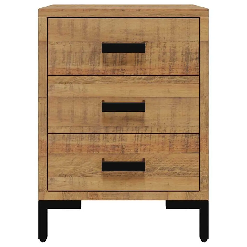 Bedside Cabinet Brown 40x30x55cm Solid Pine Wood 3 Drawers Storage