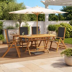 Folding Garden Chairs 4 Pieces Solid Wood Acacia Textilene Outdoor Patio Seating