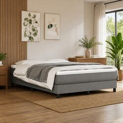 Concise Queen Size Box Spring Bed Frame in Grey