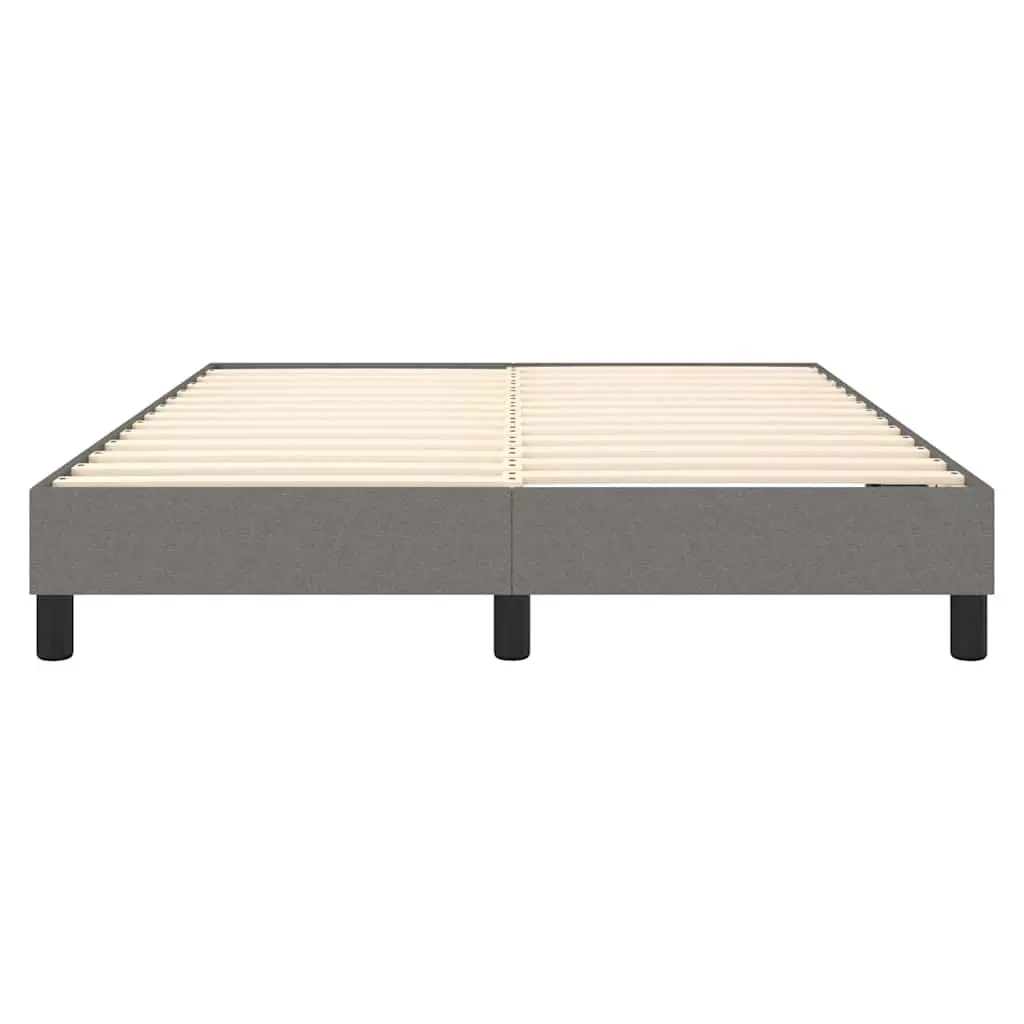 Queen Box Spring Bed Frame Dark Grey Fabric Bedroom Furniture with Plywood Slats