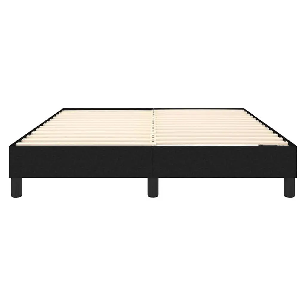 Box Spring Bed Frame Black Queen Durable Fabric Plywood Slats Supportive Legs