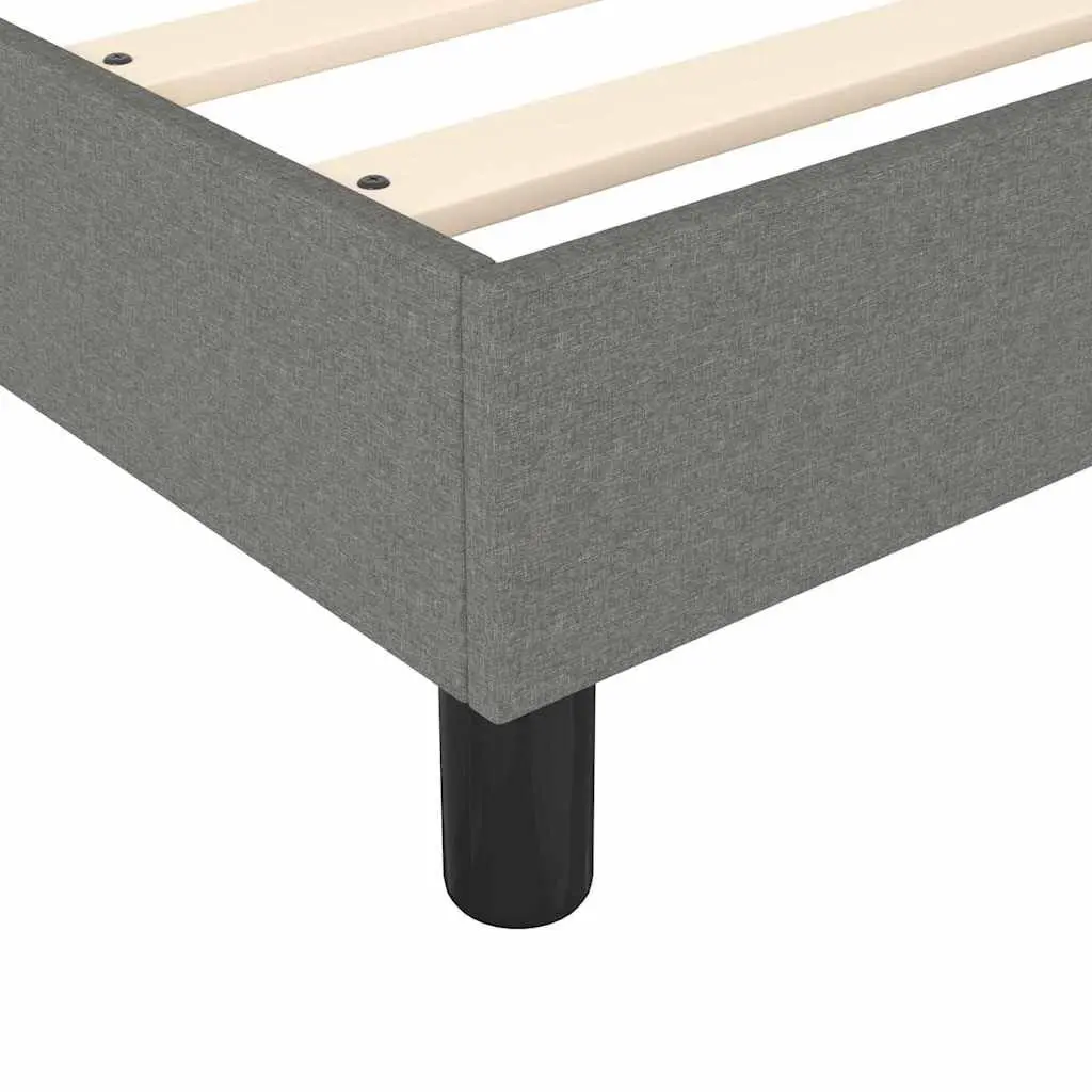 Box Spring Bed Frame Grey King Durable Fabric Supportive Legs Plywood