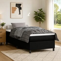 Box Spring Bed Frame King Single Black Faux Leather Bedroom Furniture