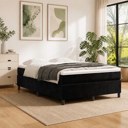 Black Velvet Upholstered Bed Frame for Sleep