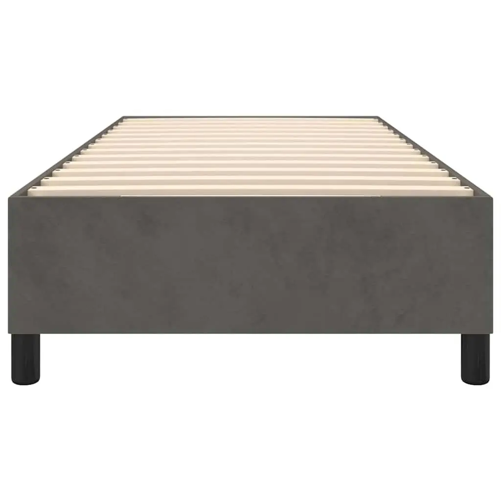 Box Spring Bed Frame Dark Grey King Single Velvet Upholstered