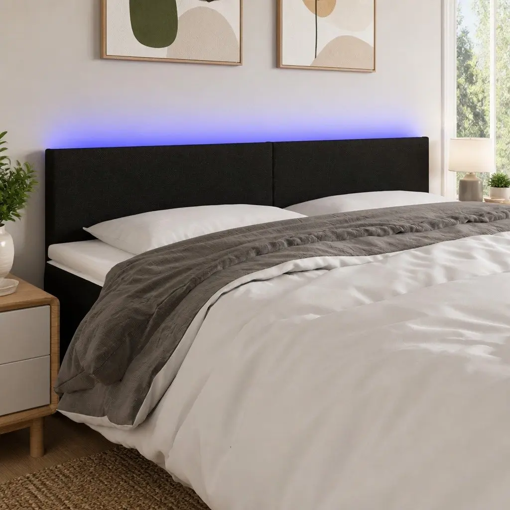 LED Headboard Black 160 cm Adjustable Height Back Support Modern