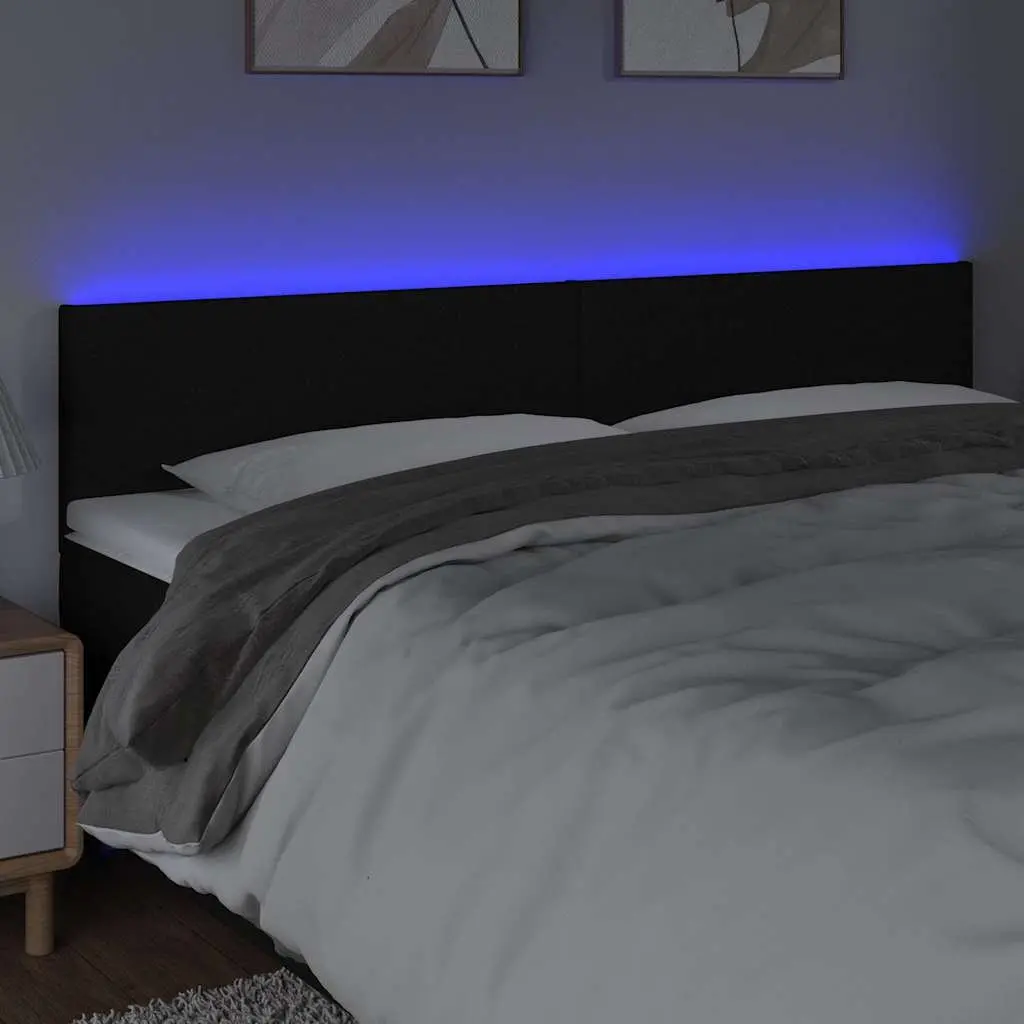LED Headboard Black 160 cm Adjustable Height Back Support Modern