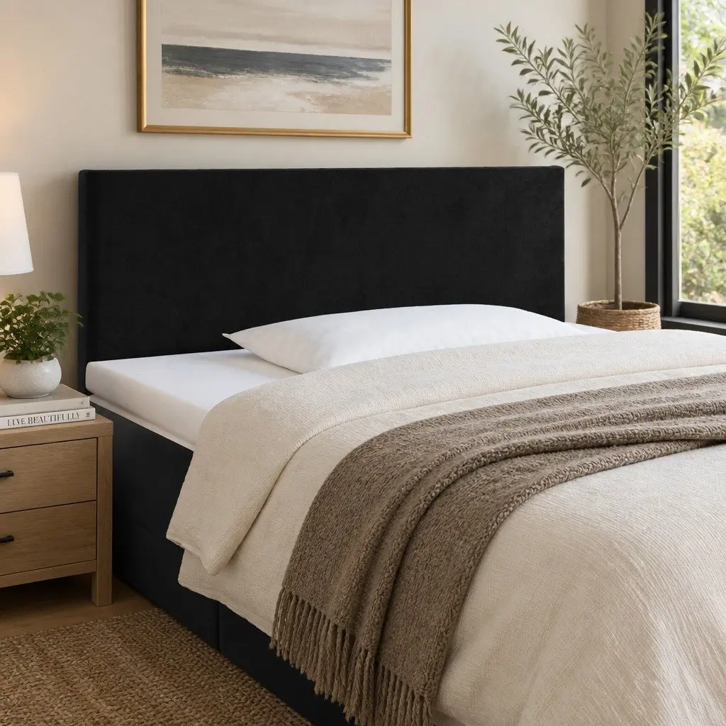 LED Headboard Black Velvet 100cm Modern Bedroom Backrest Support with Adjustable Colourful LED Lights
