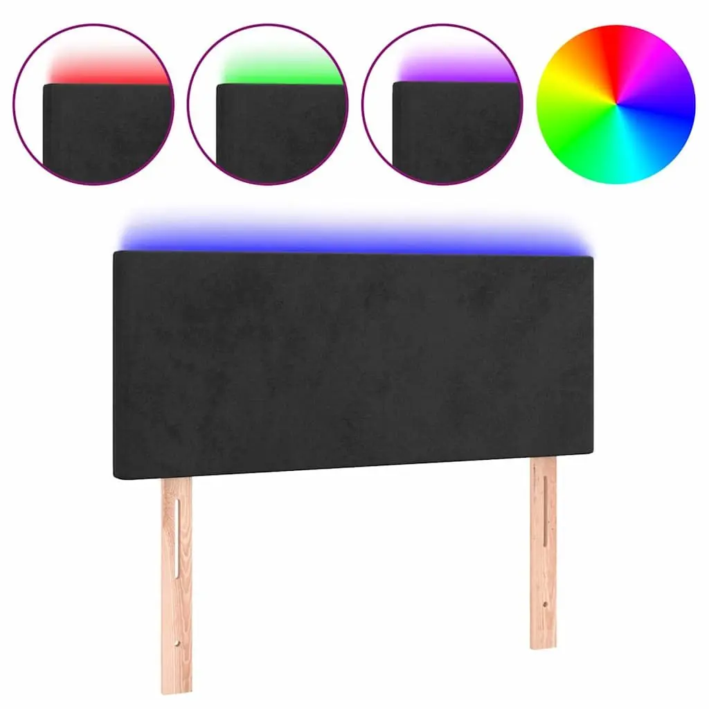 LED Headboard Black Velvet 100cm Modern Bedroom Backrest Support with Adjustable Colourful LED Lights