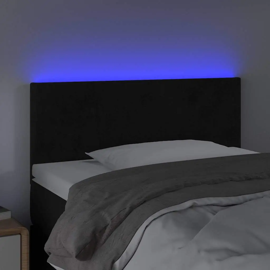 LED Headboard Black Velvet 100cm Modern Bedroom Backrest Support with Adjustable Colourful LED Lights