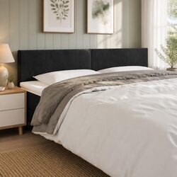 LED Headboard 160 cm Black Velvet Upholstered Bed Wall Mount Modern Bedroom
