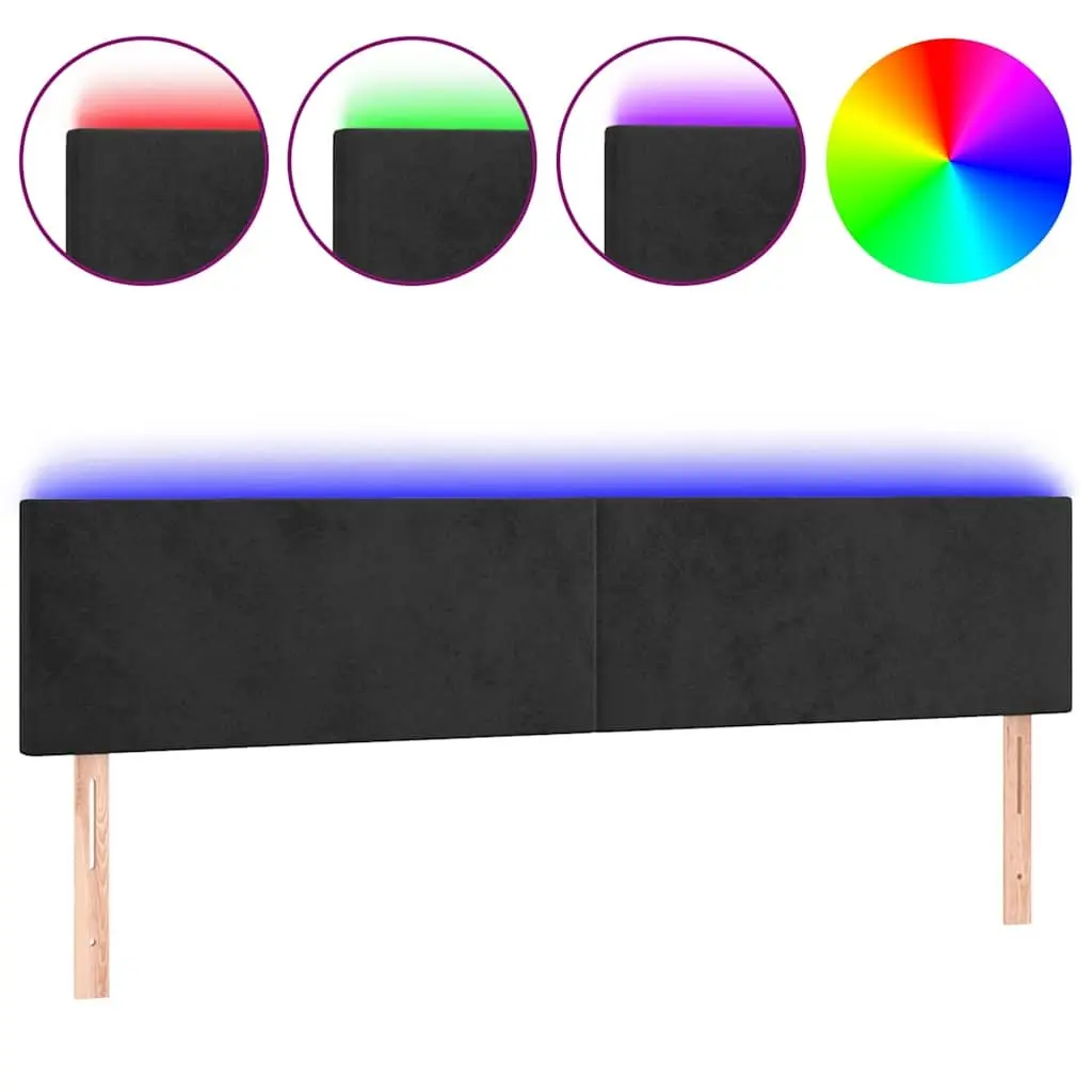 LED Headboard Black Velvet 160 cm Upholstered Modern with Adjustable Colourful LED Lighting