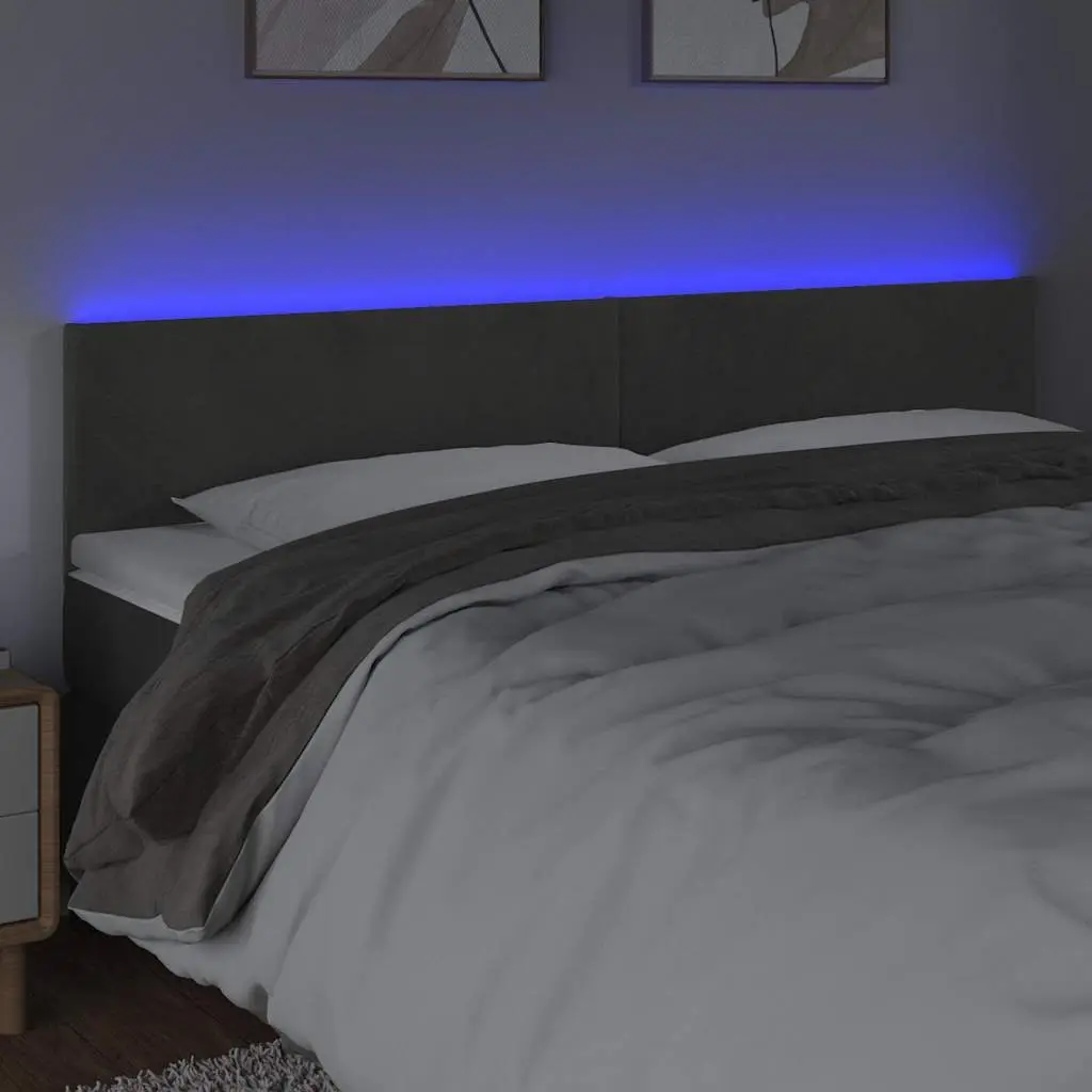 LED Headboard Grey Velvet 200 cm Adjustable Colourful Lighting Modern Bedroom Furniture