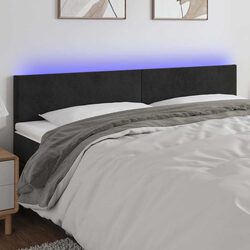 LED Headboard Black 200 cm Velvet Adjustable Height Bedroom Accent with