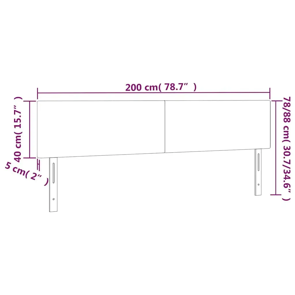 LED Headboard Black 200 cm Velvet Adjustable Height with Colourful LED Lights