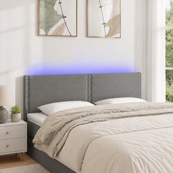 LED Headboard 144 cm Dark Grey Fabric Bed Head with Adjustable Height Colourful