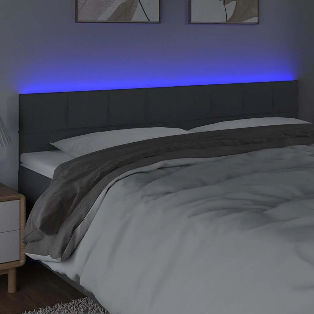 LED Headboard Grey 160cm Adjustable Height Modern Bedroom Bed Back