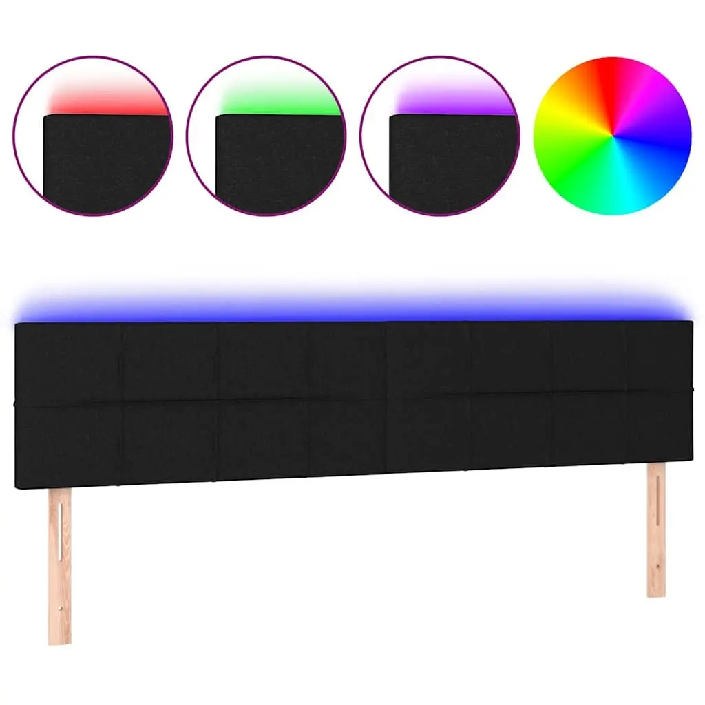 LED Headboard Black 200cm Fabric Adjustable Height with Colourful Lights