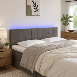 Concise LED Headboard in Dark Grey Velvet