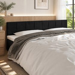 LED Headboard 160cm Black Velvet Bed Back Support Modern Bedroom Upholstered