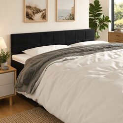 200cm Black LED Headboard with Soft Velvet