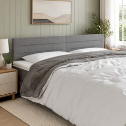 LED Headboard 160cm Dark Grey Fabric Bed Head Modern Design Adjustable Height