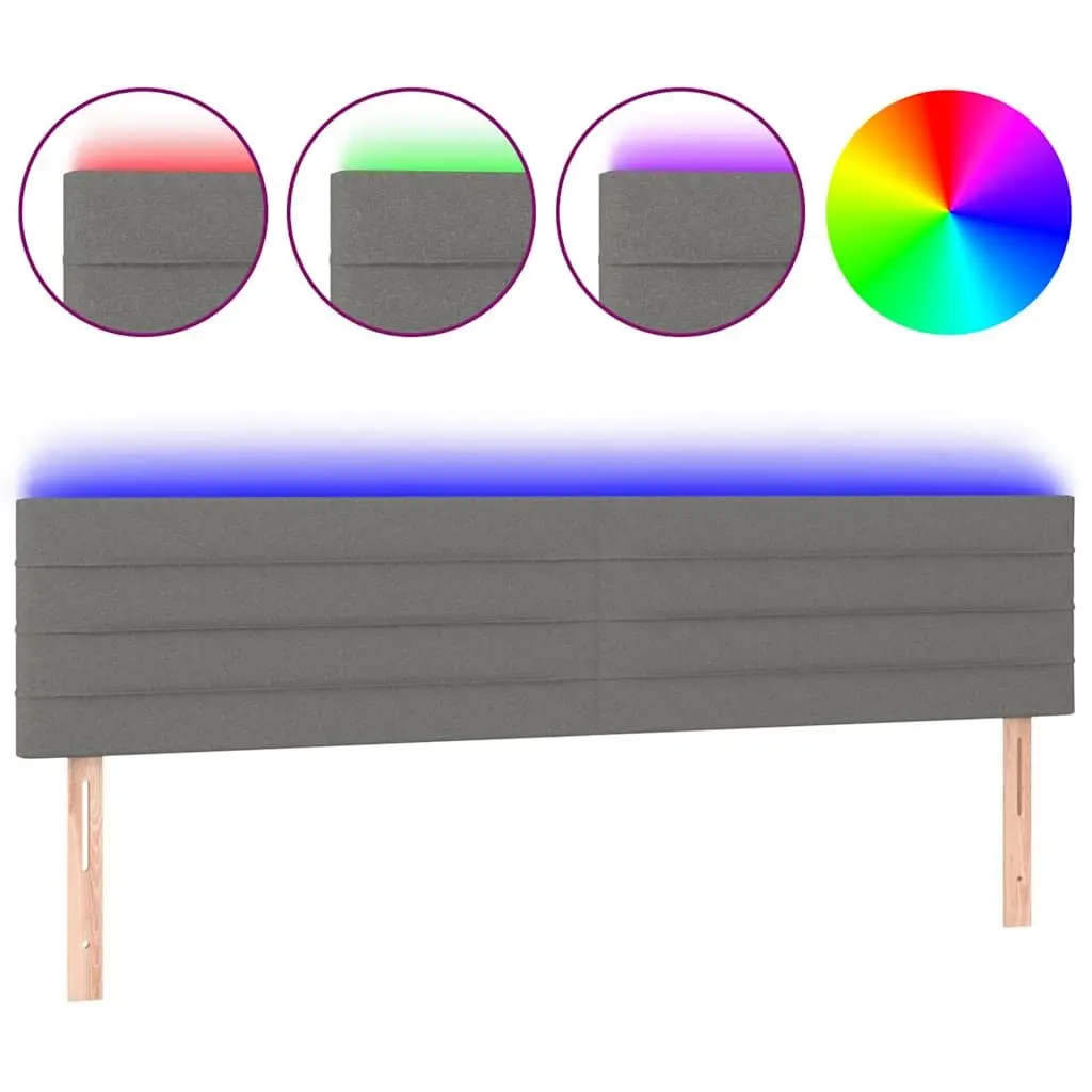 LED Headboard Dark Grey 200cm Upholstered Fabric with Adjustable Colourful LED Lights