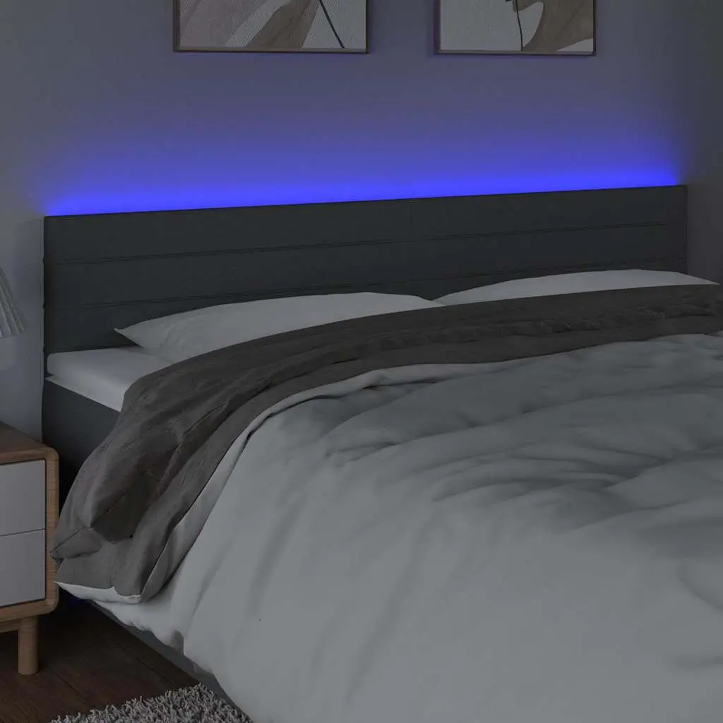 LED Headboard Dark Grey 200cm Upholstered Fabric with Adjustable Colourful LED Lights