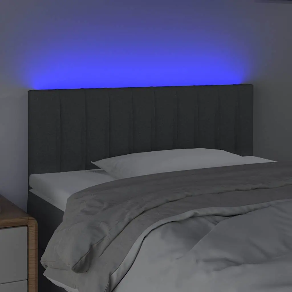 Grey LED Headboard with Adjustable Height