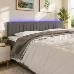 LED Headboard 160cm Dark Grey Fabric Bedroom Wall Mount Adjustable Height